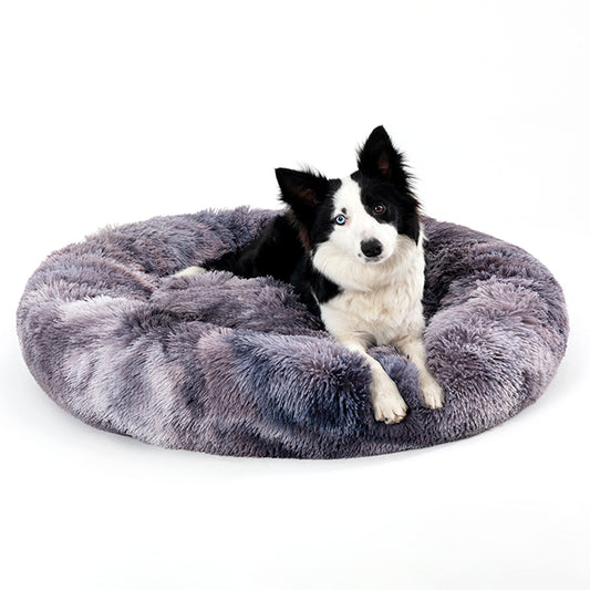 Panier Donut Moelleux XXL pour Chien et Chat - Confort Luxueux en Peluche Longue